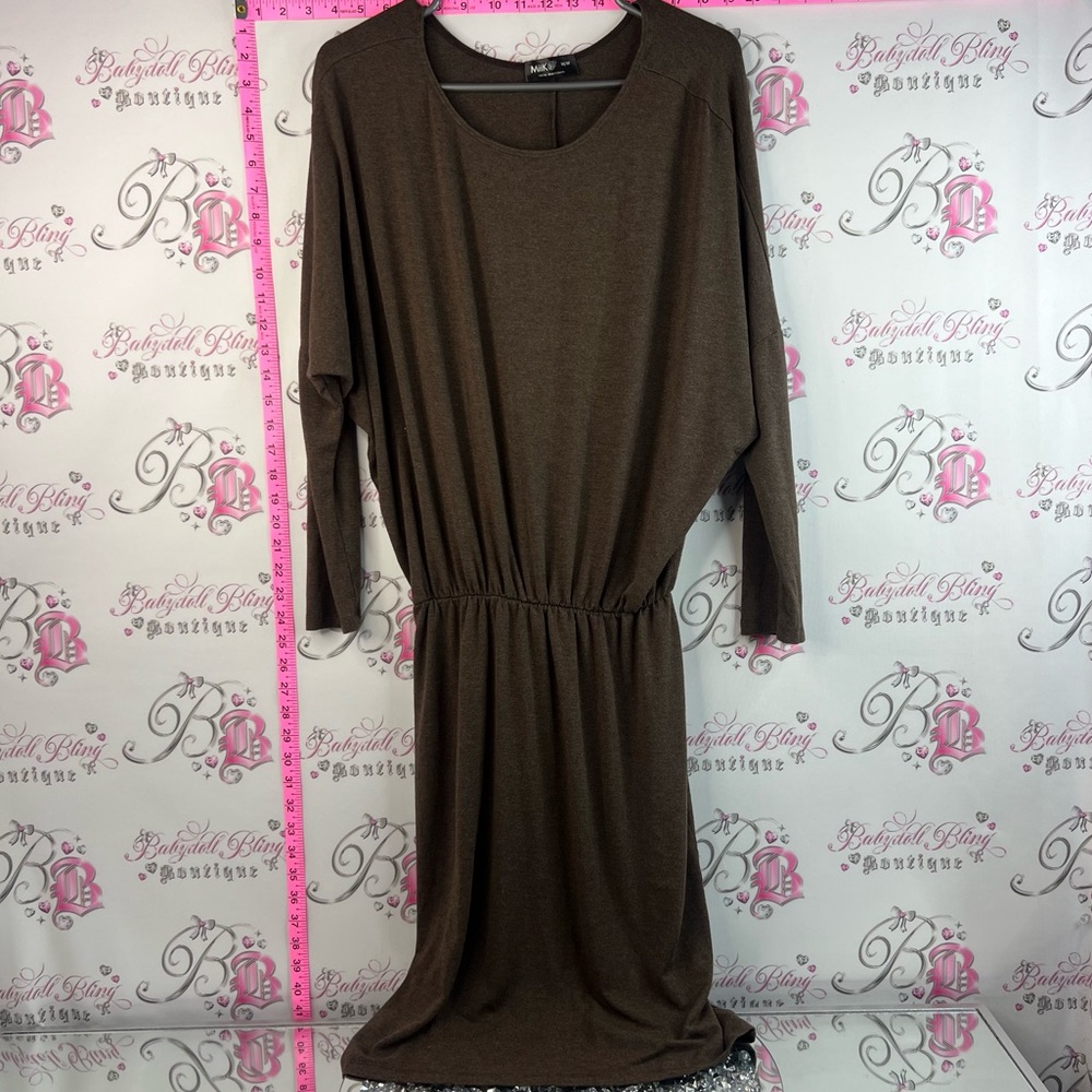 Miik dress stretchy flowy Everyday Elastic-Waist Midi Dress in Brown soft